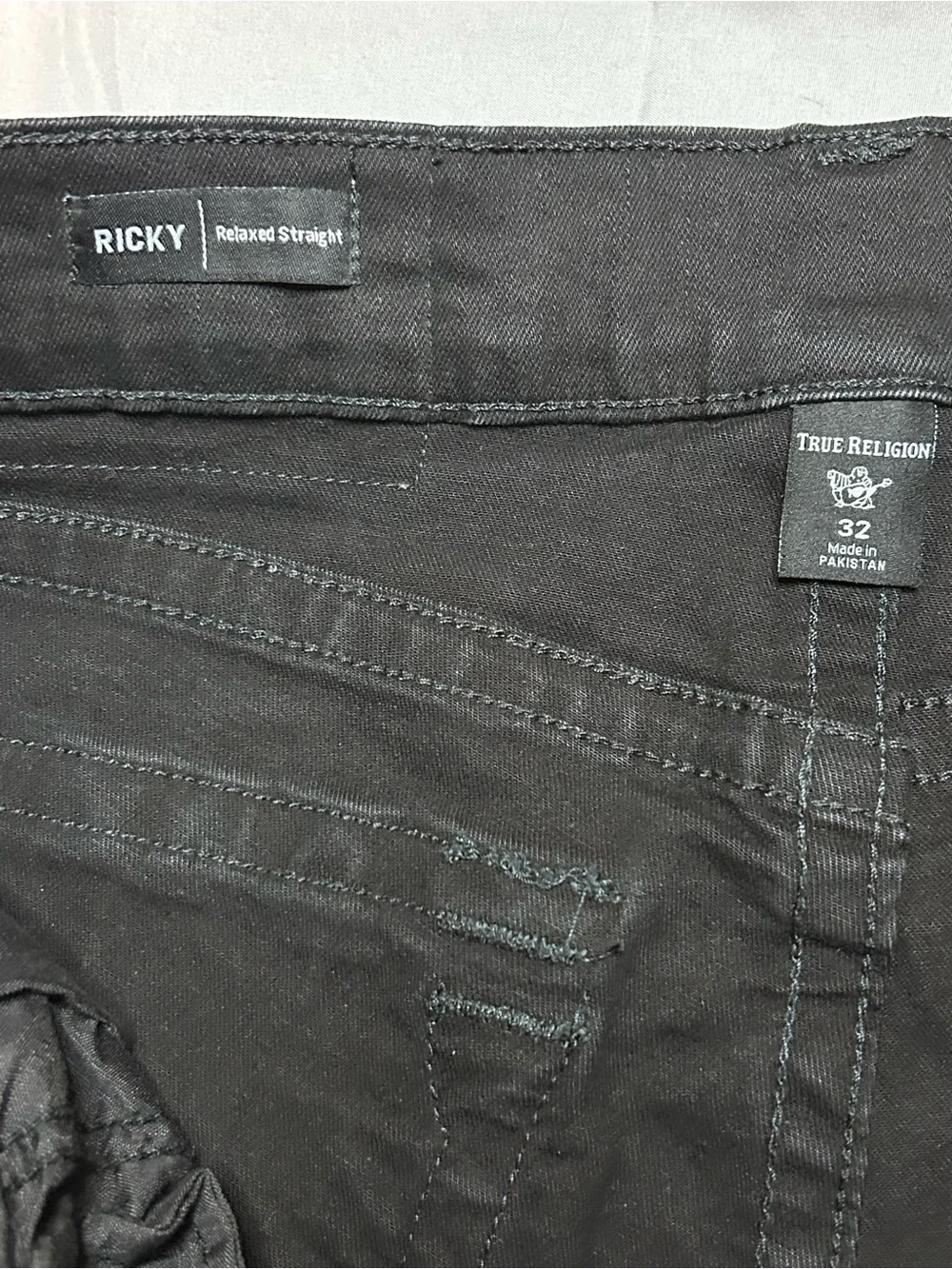 True Religion Ricky Relaxed Straight Jeans in Black